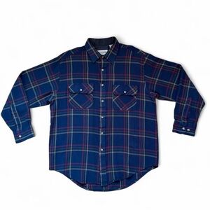 Vintage Navy and Red Plaid Button Down Shirt